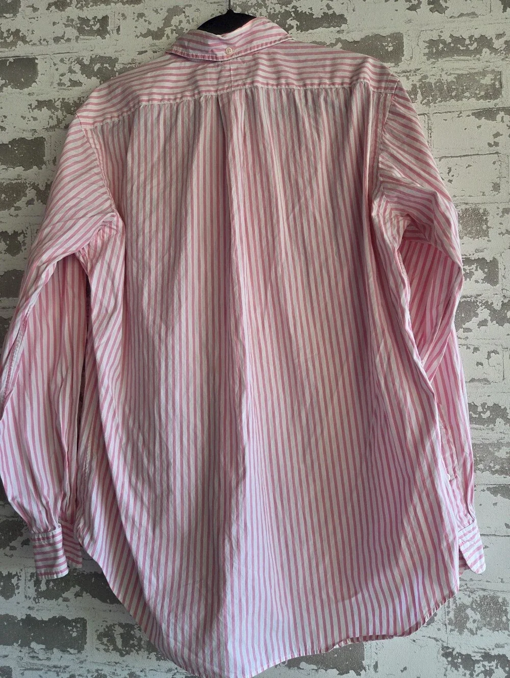 ​Ralph Lauren Mens Pink White Striped Classic Fit Button Up Shirt Medium